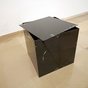 Pandoras Box, Acrylglas, Fingerabdruckpulver, 2014